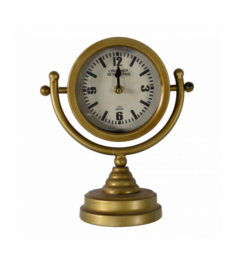 Tafelklok Luzern gouden retro stijl 24x26x13 cm